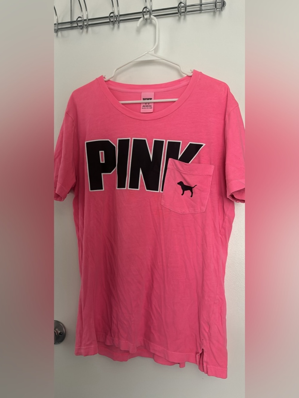 PINK Logo Pocket Tee - Bright Pink
